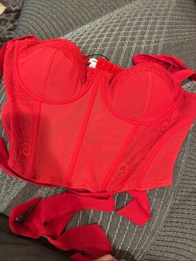 Garage Red Lace Bustier Top